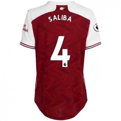 Damen Fußball William Saliba #4 Heimtrikot Rot Trikot 2020/21 Hemd