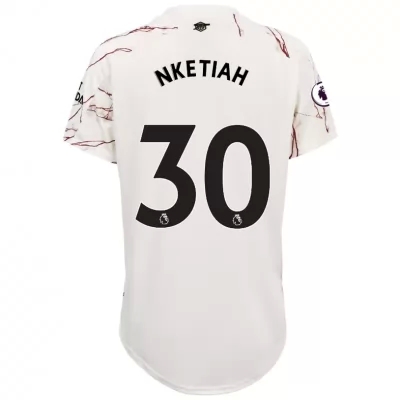 Damen Fußball Eddie Nketiah #30 Auswärtstrikot Weiß Trikot 2020/21 Hemd