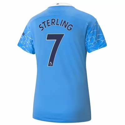 Damen Fußball Raheem Sterling #7 Heimtrikot Blau Trikot 2020/21 Hemd