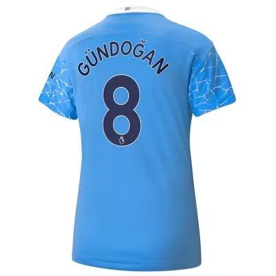 Damen Fußball Ilkay Gundogan #8 Heimtrikot Blau Trikot 2020/21 Hemd