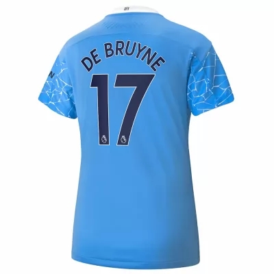 Damen Fußball Kevin De Bruyne #17 Heimtrikot Blau Trikot 2020/21 Hemd