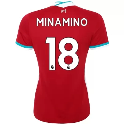 Damen Fußball Takumi Minamino #18 Heimtrikot Rot Trikot 2020/21 Hemd