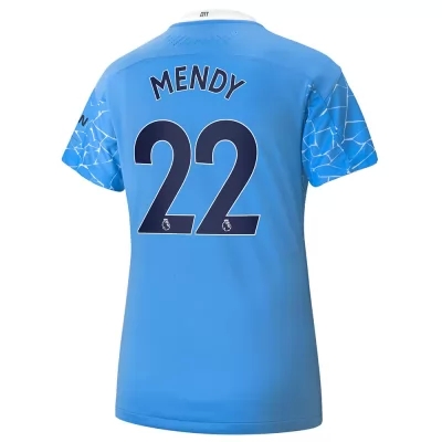 Damen Fußball Benjamin Mendy #22 Heimtrikot Blau Trikot 2020/21 Hemd