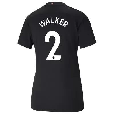 Damen Fußball Kyle Walker #2 Auswärtstrikot Schwarz Trikot 2020/21 Hemd