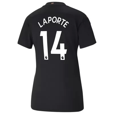 Damen Fußball Aymeric Laporte #14 Auswärtstrikot Schwarz Trikot 2020/21 Hemd