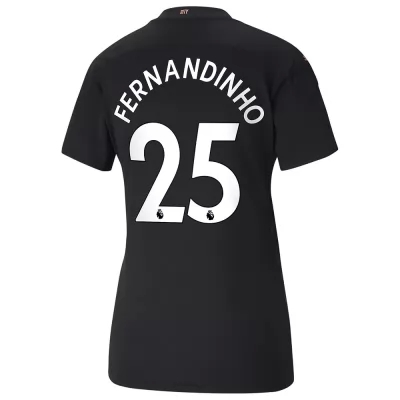 Damen Fußball Fernandinho #25 Auswärtstrikot Schwarz Trikot 2020/21 Hemd