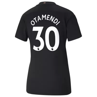 Damen Fußball Nicolas Otamendi #30 Auswärtstrikot Schwarz Trikot 2020/21 Hemd