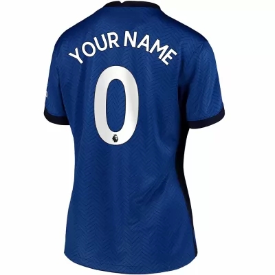 Damen Fußball Dein Name #0 Heimtrikot Blau Trikot 2020/21 Hemd