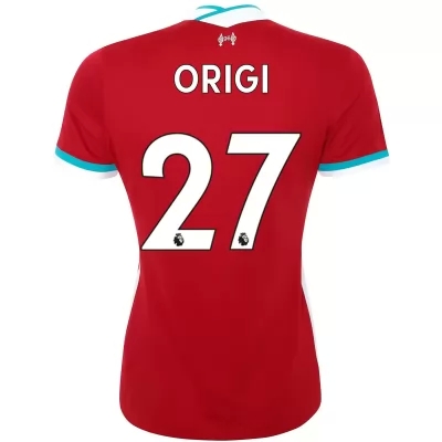 Damen Fußball Divock Origi #27 Heimtrikot Rot Trikot 2020/21 Hemd