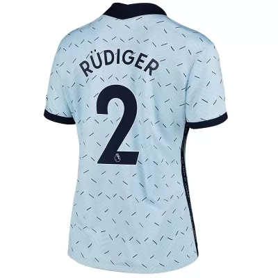 Damen Fußball Antonio Rudiger #2 Auswärtstrikot Hellblau Trikot 2020/21 Hemd