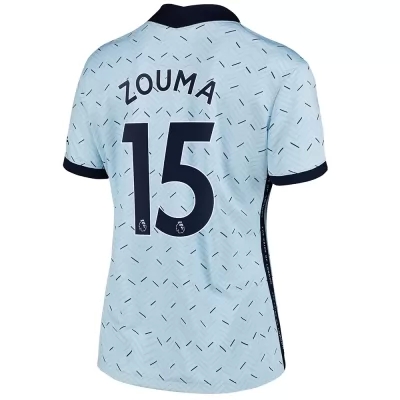 Damen Fußball Kurt Zouma #15 Auswärtstrikot Hellblau Trikot 2020/21 Hemd