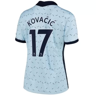 Damen Fußball Mateo Kovacic #17 Auswärtstrikot Hellblau Trikot 2020/21 Hemd