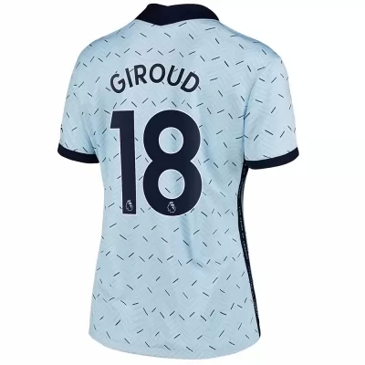 Damen Fußball Olivier Giroud #18 Auswärtstrikot Hellblau Trikot 2020/21 Hemd