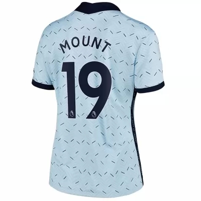 Damen Fußball Mason Mount #19 Auswärtstrikot Hellblau Trikot 2020/21 Hemd