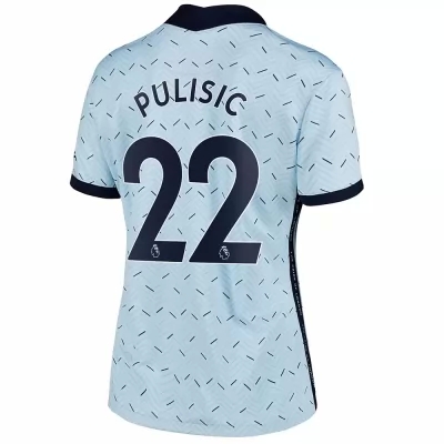 Damen Fußball Christian Pulisic #22 Auswärtstrikot Hellblau Trikot 2020/21 Hemd