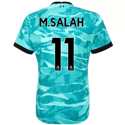 Damen Fußball Mohamed Salah #11 Auswärtstrikot Blau Trikot 2020/21 Hemd