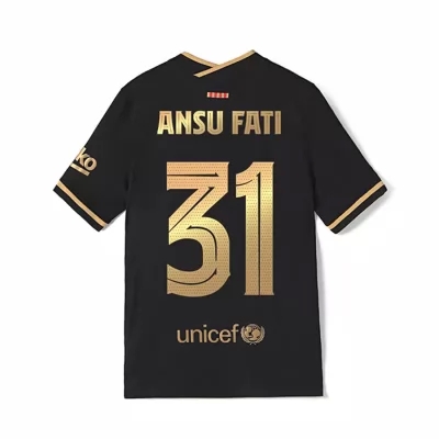 Damen Fußball Ansu Fati #31 Auswärtstrikot Schwarz Trikot 2020/21 Hemd