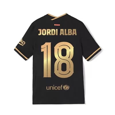Damen Fußball Jordi Alba #18 Auswärtstrikot Schwarz Trikot 2020/21 Hemd