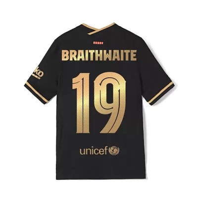 Damen Fußball Martin Braithwaite #19 Auswärtstrikot Schwarz Trikot 2020/21 Hemd