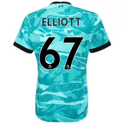 Damen Fußball Harvey Elliott #67 Auswärtstrikot Blau Trikot 2020/21 Hemd