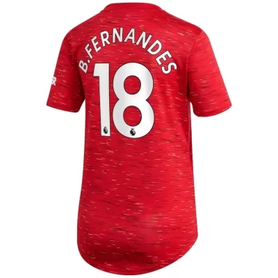 Damen Fußball Bruno Fernandes #18 Heimtrikot Rot Trikot 2020/21 Hemd